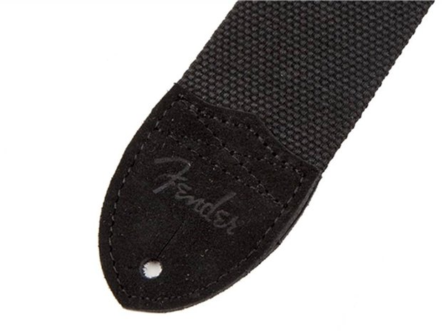 Fender 2" gitaarriem Cotton/Leather, Fender logo, zwart