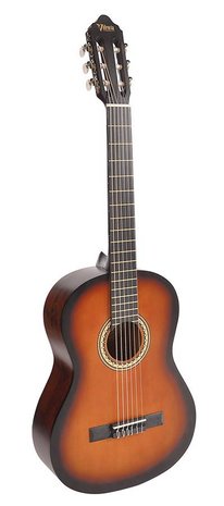 Valencia VC204 volwassen maat klassieke gitaar, sunburst