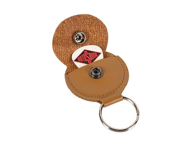 Rotosound bruine keyring plectrumhouder met 1 plectrum