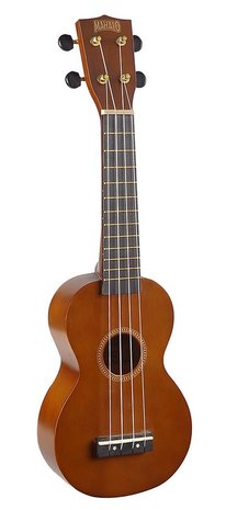 Mahalo sopraan ukelele starters pakket met tas en full colour doos, transparant bruine finish