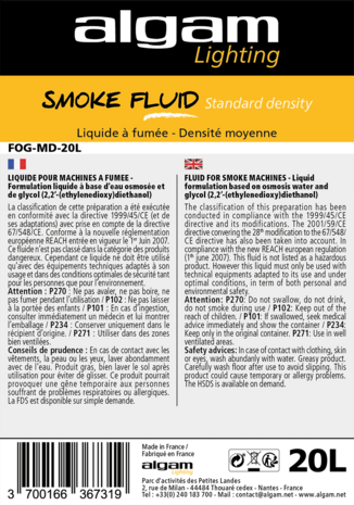 Smoke Fluid / rookvloeistof met medium densiteit - 20 liter