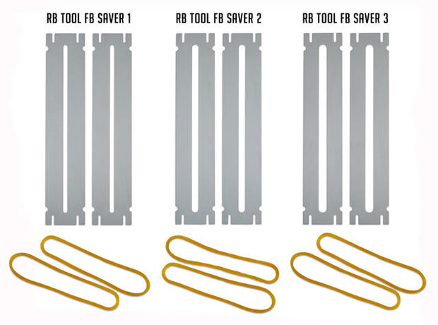 RB Tool RockCare Fingerboard Saver Set for narrow, medium and jumbo frets 2 pcs of each + Sanding Block 