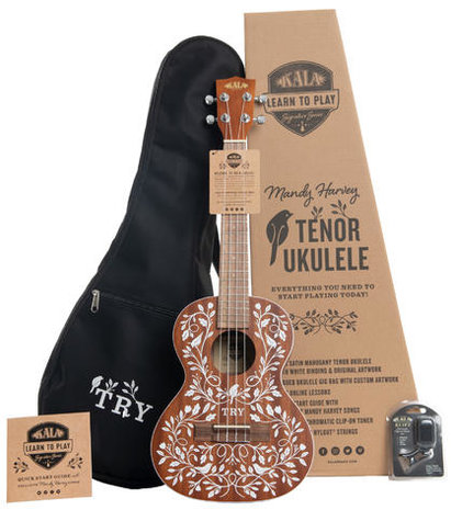 KALA- Mandy Harvey Learn To Play Signature Series, Tenor Ukelele Starter Kit 