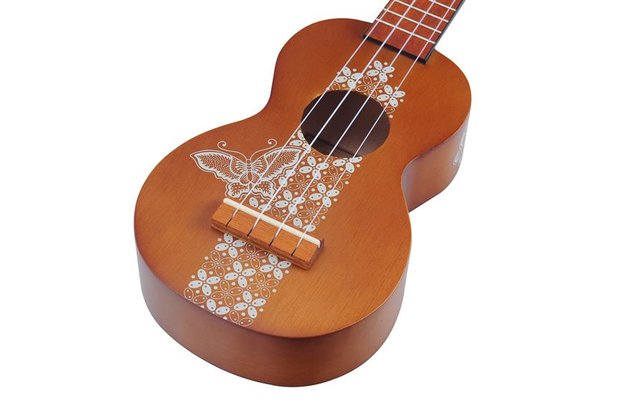 Kahiko Batik series sopraan ukelele met hoes, trans brown