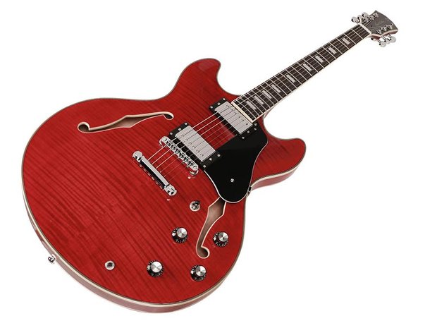 Sire H7 Series Larry Carlton electric archtop, See Through Red