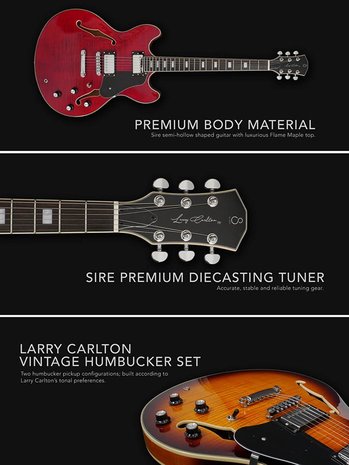 Sire H7 Series Larry Carlton electric archtop, See Through Red