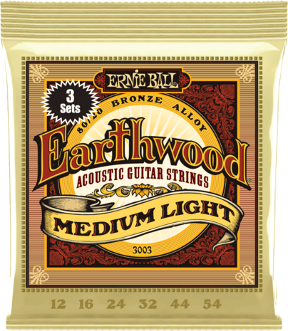 Ernie Ball Earthwood 3003, 3-pack, Medium light 12-16-24w-32-44-54