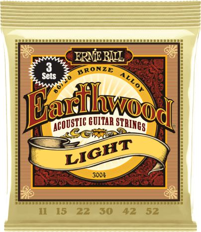 Ernie Ball Earthwood 3004, 3-pack, Light 11-15-22w-30-42-52