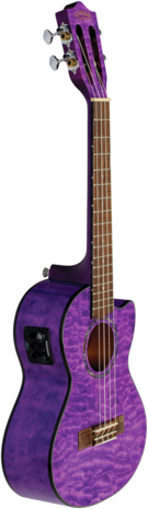 LANIKAI Tenorukelele, Quilted Maple Serie, Purple Stain, Voorversterker, Tas 