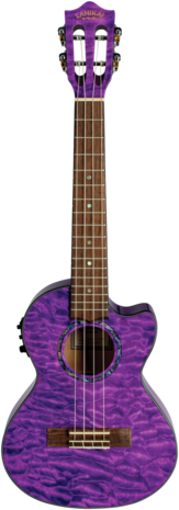 LANIKAI Tenorukelele, Quilted Maple Serie, Purple Stain, Voorversterker, Tas 