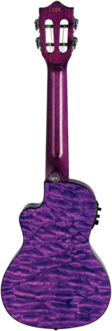 LANIKAI Concert ukelele, Quilted Maple Serie, Purple Stain, Voorversterker, Tas