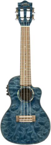 LANIKAI Tenorukelele, Quilted Maple Serie, Blue Stain, Voorversterker, Tas