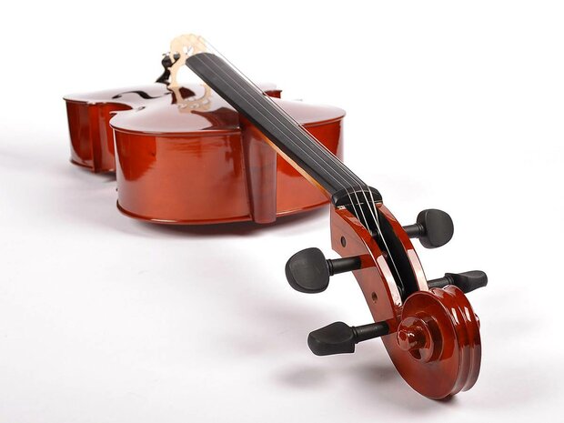 Leonardo 4/4 cello nitro, hardhout toets en stemsleutels, inclusief tas en strijkstok