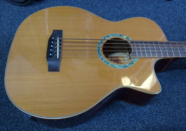 Richwood 5-snarige electro-akoestische basgitaar, naturel, limited edition