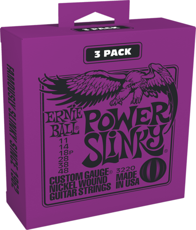 Ernie Ball 3220 Power slinky 11-14-18p-28-38-48, 3 -pack