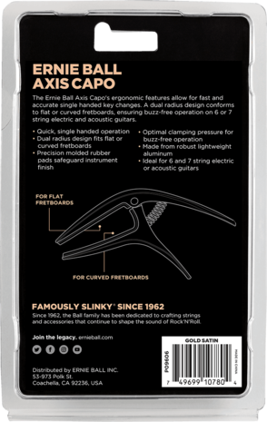 Ernie Ball Axis Capo, Gold Satin voor nylon- en staalsnarige gitaar