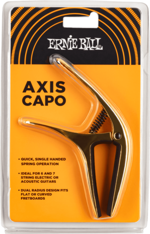 Ernie Ball Axis Capo, verguld voor nylon- en staalsnarige gitaar