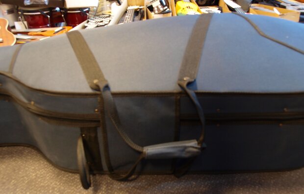 Hardfoam cellokoffer voor 4/4 cello, blauw, op wielen