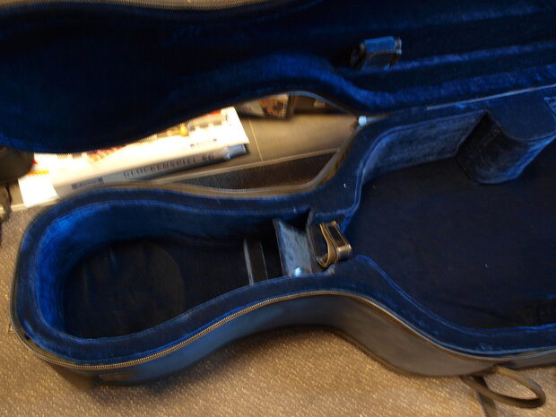 Hardfoam cellokoffer voor 7/8 of 4/4 cello, blauw, op wielen