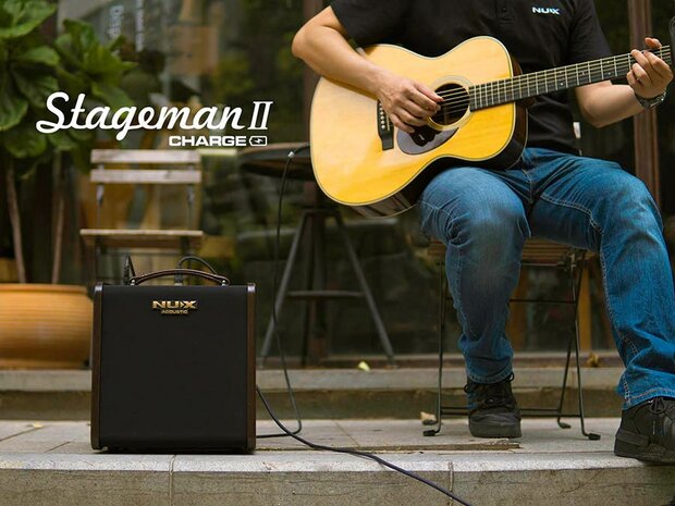 Nux STAGEMAN II, 80W accu versterker voor akoestische gitaar en microfoon, met bluetooth