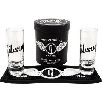 Gibson Glass giftset, 2x shotglas met barmat, collectorsitem