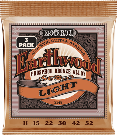 Ernie Ball Earthwood 3148, 3-pack Light 11-52 Phosphor Bronze