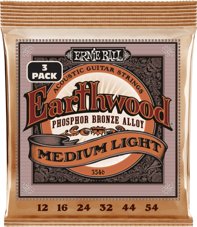 Ernie Ball Earthwood 3146, 3-pack Light 12-54 Phosphor Bronze