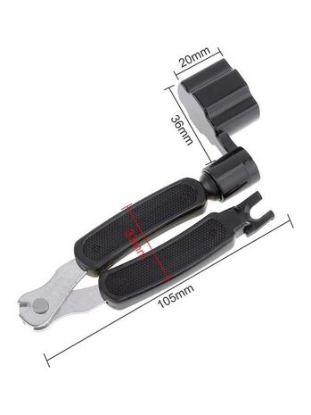 Boston string winder with string clipper and bridgepin remover