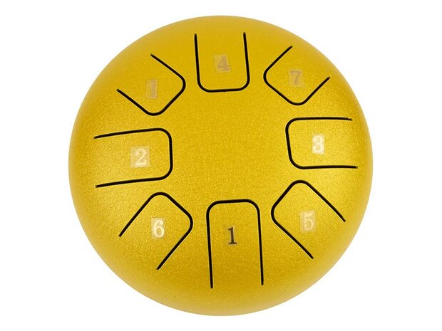 Hayman steel tongue drum 6" gold, 8 notes C-Major ionian