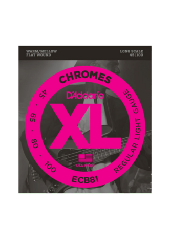 D'Addario Chromes ECB81 Regular light Flatwound bassnaren, 45-100