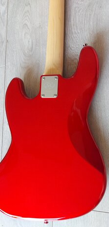 SX elektrisch basgitaarpakket, met versterker, tas, riem, tuner en kabel, candy apple red