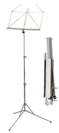 K&M 103 Touring stand nickel muziekstandaard pupiter, klein opklapbaar