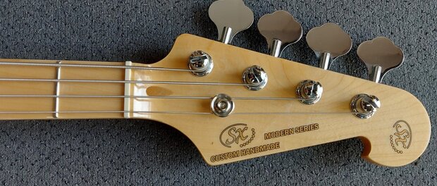 SX Modern Series PB style electric bass guitar with gigbag, burning fire