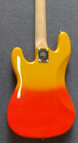 SX Modern Series PB style electric bass guitar with gigbag, burning fire