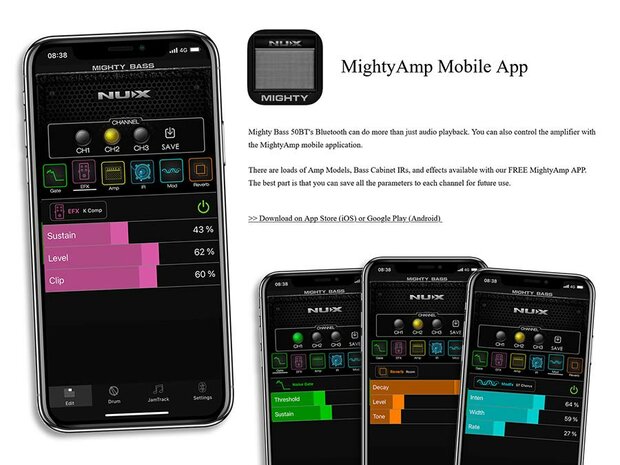 MIGHTY-B50BT |NUX Mighty Series digitale basversterker 50 Watt - 6