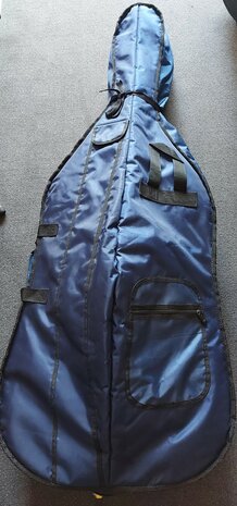 Blauwe gevoerde hoes met diverse vakken voor 3/4 cello