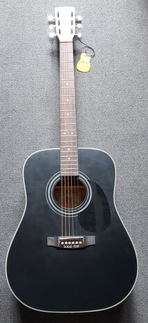 Cort Folkgitaar Earth 70, Black Satin Dreadnought met massief bovenblad