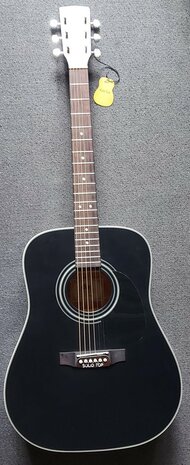 Cort Folkgitaar Earth 70, Black Satin Dreadnought met massief bovenblad