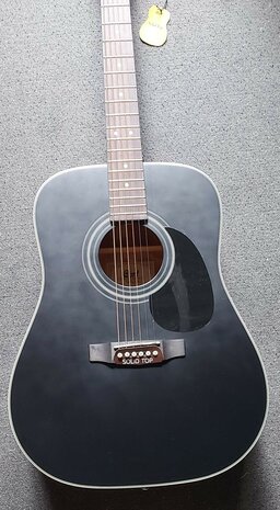 Cort Folkgitaar Earth 70, Black Satin Dreadnought met massief bovenblad