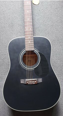 Cort Folkgitaar Earth 70, Black Satin Dreadnought met massief bovenblad