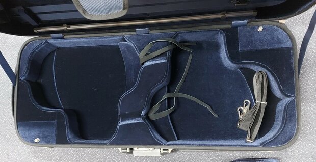 Vioolkoffer voor 2 violen 4/4, 4 strijkstokken, beharing, met 2 hygrometers