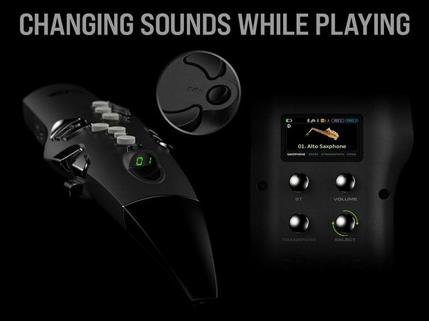 NUX Nes-1 digitale saxofoon, met bluetooth, draadloos met 5W speaker, zwart