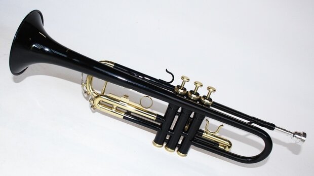 Trompet JTR300BKGD, zwart/goud met case en boek