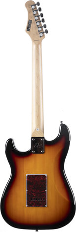 EKO stratocastermodel in Sunburst, nu met riem, muziekboek+cd+dvd, plectrum, kabel en snaren