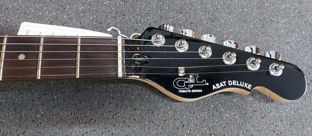 G&L Asat DeLuxe Tribute Transluced Black 'carved top'