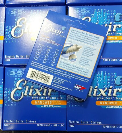 Elixir 009 gecoate snaren nanoweb elektr gitaar 12002 super light 