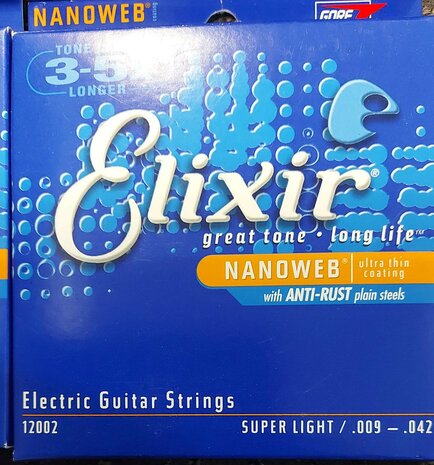 Elixir 009 gecoate snaren nanoweb elektr gitaar 12002 super light 