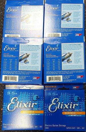 Elixir 009 gecoate snaren nanoweb elektr gitaar 12002 super light 