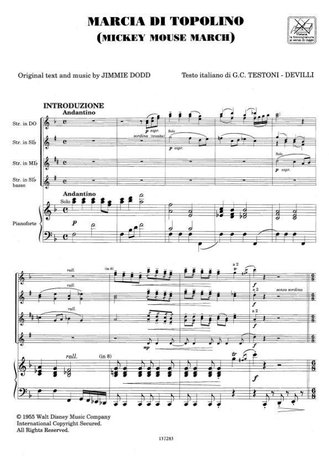 Walt Disney Partitura e Parti, oa Mickey Mouse March (B-Stock)