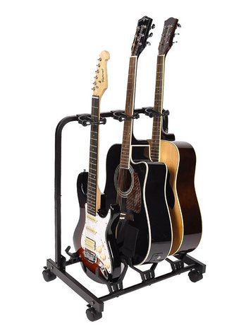 Federaal aankomst Prehistorisch Universele gitaarstandaard op wielen voor 3 gitaren - Muziekinstrumenten  online winkel | Instruments Online webshop